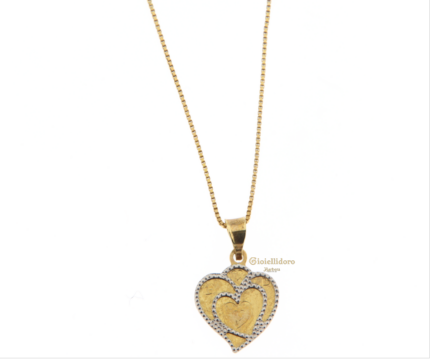 collana a cuore bicolor in oro 9kt